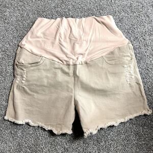 Jezero Beige Cutoff Shorts Maternity NEW with Tags Size Large
